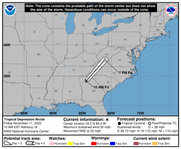 Tropical Depression Nicole - Florida Tropical Weather Forecast and ...